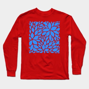 All Over Blue Floral Pattern Long Sleeve T-Shirt